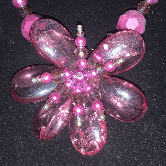 VNTG LARGE GLASS FLOWER NECKLACE FLAWS - Picture 3 of 5